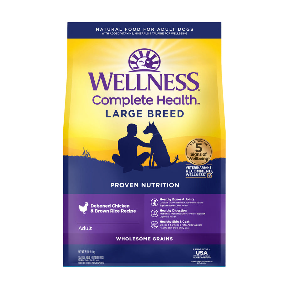 Wellness Complete Health Natural Large Breed Adult Chicken and Brown Rice Recipe Dry Dog Food