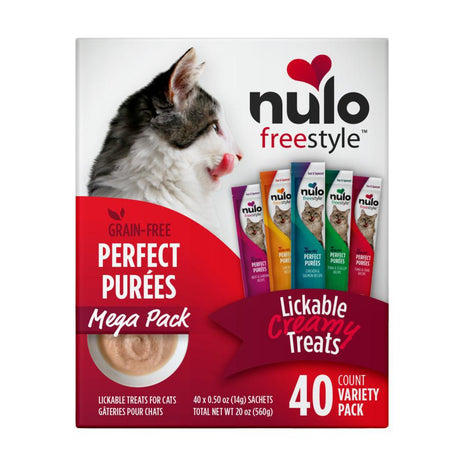 Nulo Freestyle Perfect Purees Grain-Free Cat Food Topper/Treat Variety Megapack 40 Count