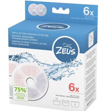 Zeus H2EAU Triple Action Fountain Filters - 6 pack