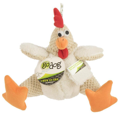 Worldwise GoDog Checkers Fat Rooster Chew Guard Toy White Large