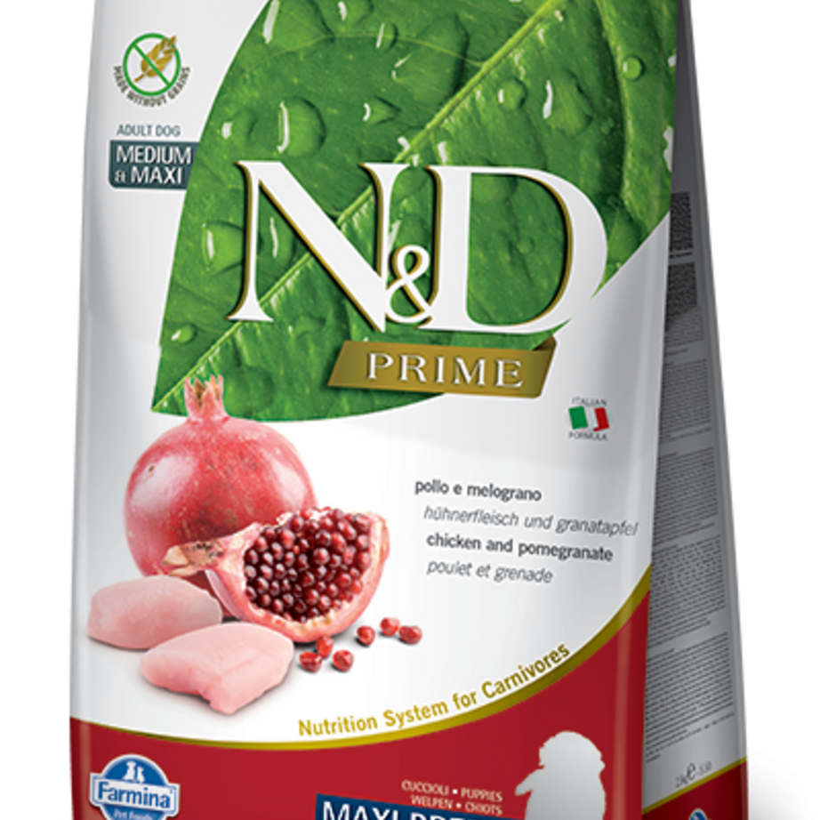 Farmina N&D Natural and Delicious Grain Free Maxi Puppy Chicken & Pomegranate Dry Dog Food