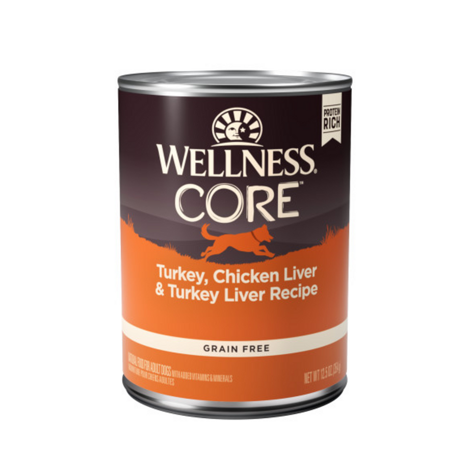 Wellness CORE Grain Free Natural Turkey, Chicken and Turkey Liver Recipe Wet Canned Dog Food