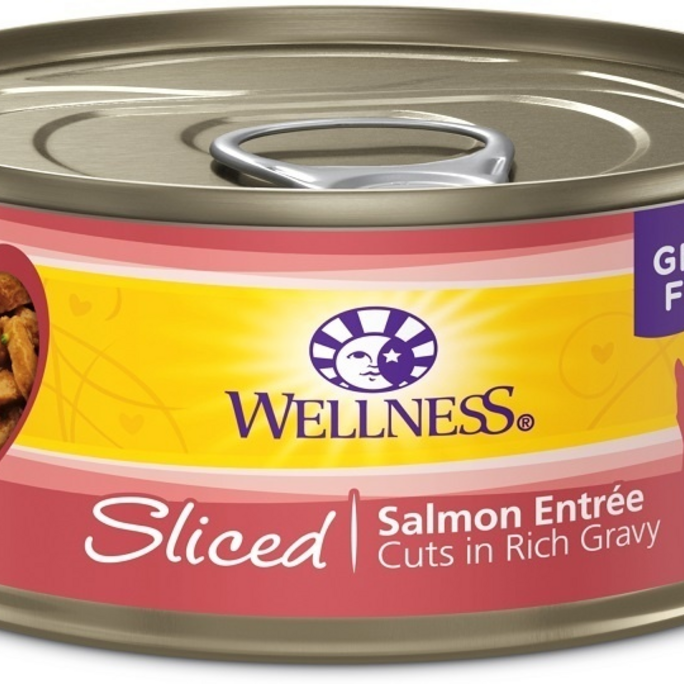 Wellness Grain Free Natural Sliced Salmon Entree Wet Canned Cat Food