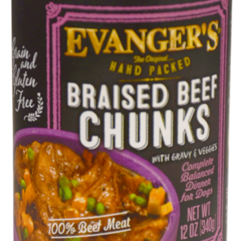 Evanger's Hand Packed Grain Free Braised Beef Chunks with Gravy Canned Dog Food