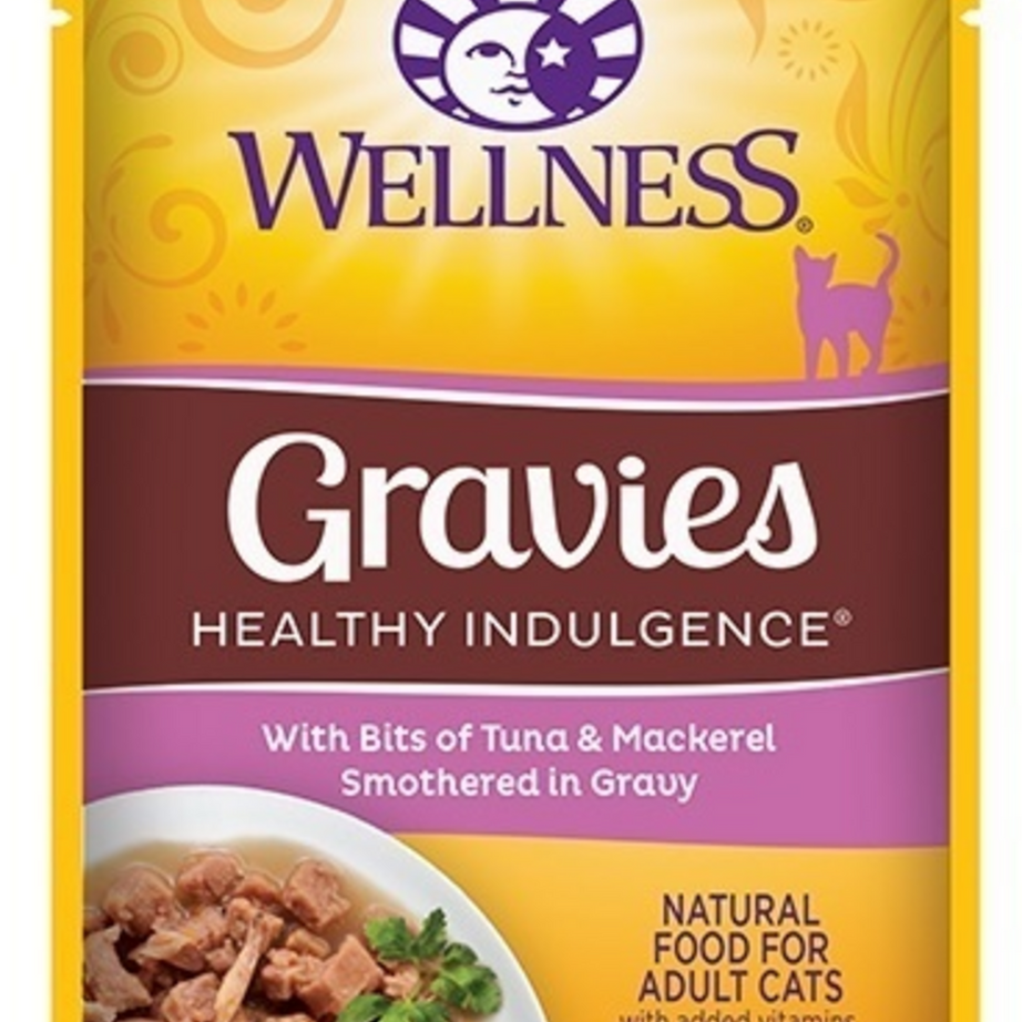 Wellness Healthy Indulgence Natural Grain Free Gravies with Tuna and Mackerel in Gravy Cat Food Pouch