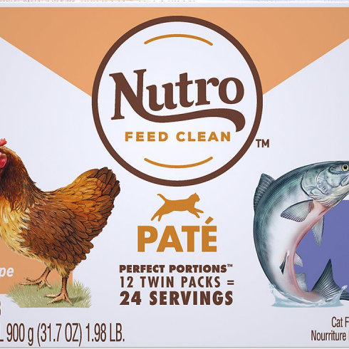 Nutro Perfect Portions Grain Free Salmon & Tuna and Chicken & Shrimp Pate Wet Cat Food Tray Variety Pack