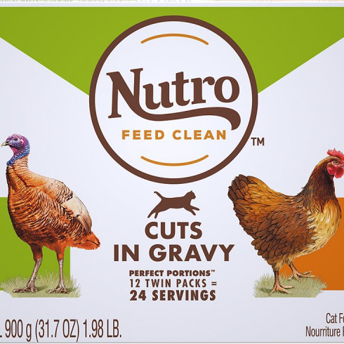 Nutro Perfect Portions Grain Free Chicken and Turkey Cuts in Gravy Wet Cat Food Tray Variety Pack