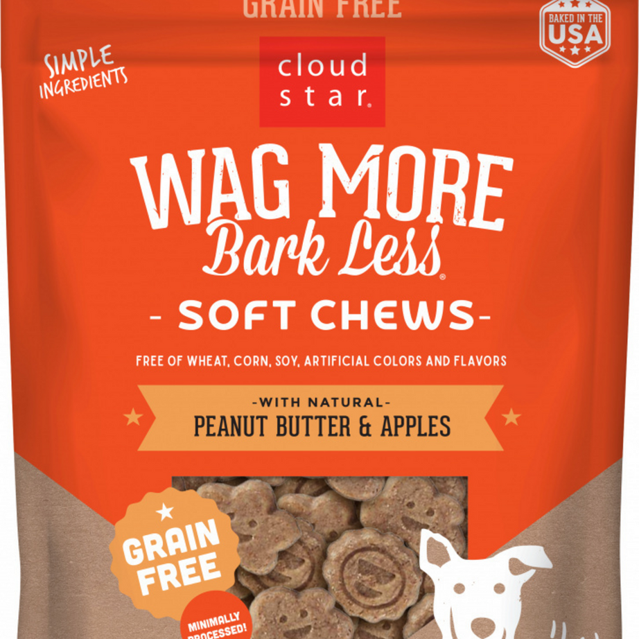 Cloud Star Wag More Bark Less Soft Chews Grain Free Peanut Butter & Apples Dog Treats