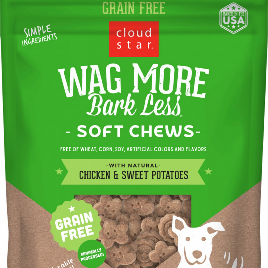 Cloud Star Wag More Bark Less Soft Chews Grain Free Chicken & Sweet Potato Dog Treats