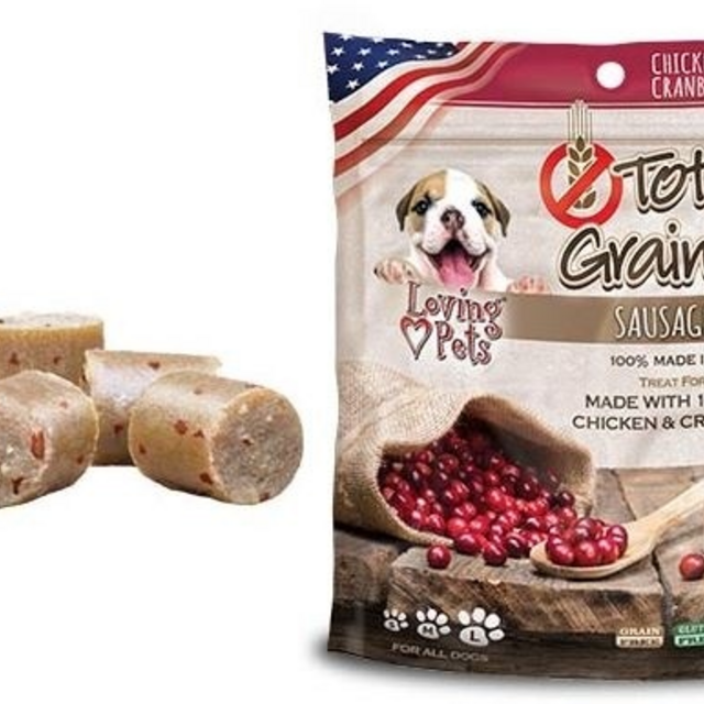 Loving Pets Totally Grainless Grain Free Chicken and Cranberry Recipe Sausage Bites Dog Treats