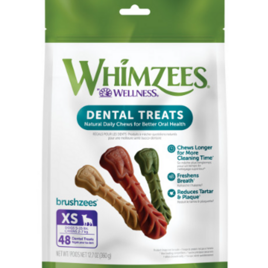 Whimzees Brushzees Natural Daily Dental Extra Small Breed Dog Treats