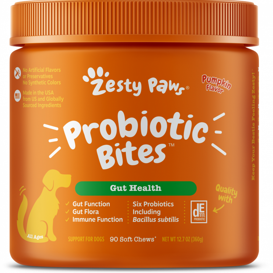 Zesty Paws Probiotic Bites with Digestive Enzymes Pumpkin Soft Chews for Dogs