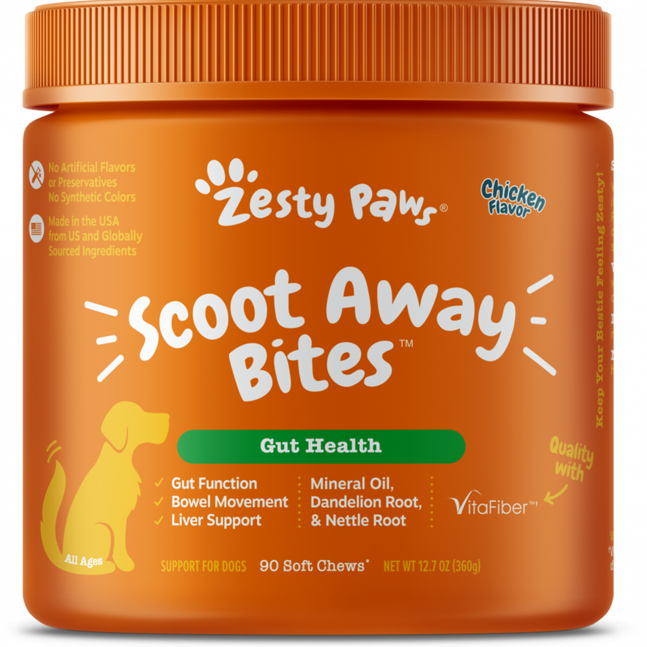 Zesty Paws Anal Gland Health Scoot Away Bites for Digestive & Immune Support Chicken Soft Chews for Dogs