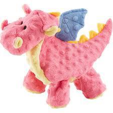 GoDog Checkers Dragons with Chew Guard Tech Durable Plush Dog Toy