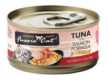 Fussie Cat Premium Tuna w/Salmon in Gravy Cat Food 2.82oz Can