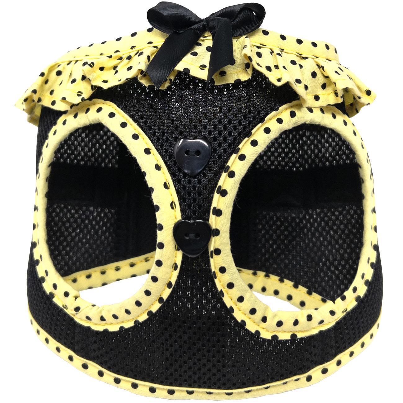 Step-in Blk Yellow Dog Harness- Black and Yellow Polka Dot Doggie Design