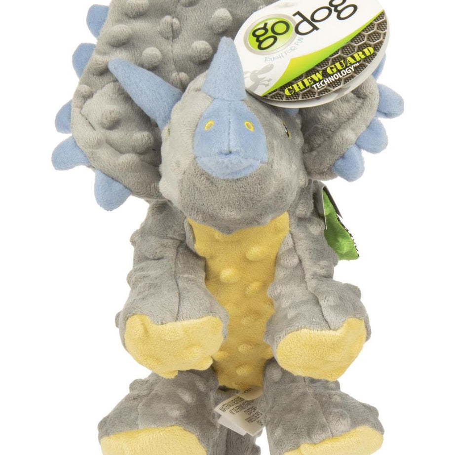 Worldwise GoDog Dinos Frills Chew Guard Toy Grey Large