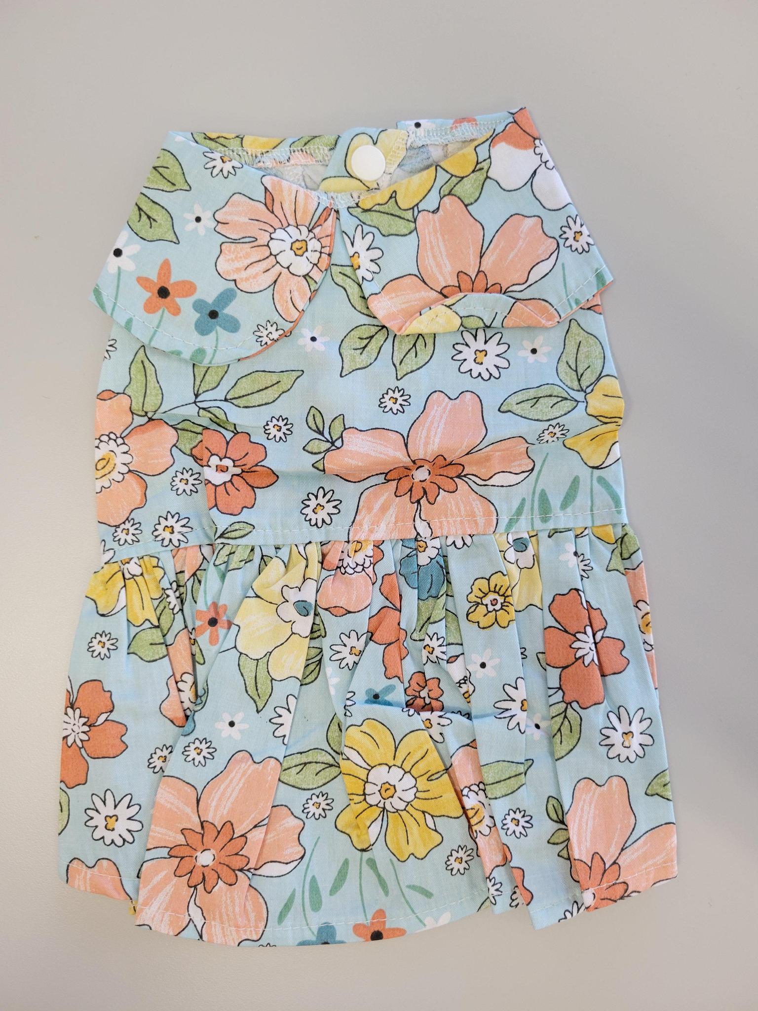 light cotton dress light green with multiple flowers