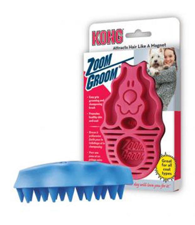 KONG Zoomgroom Rubber Dog Brush Boysenberry