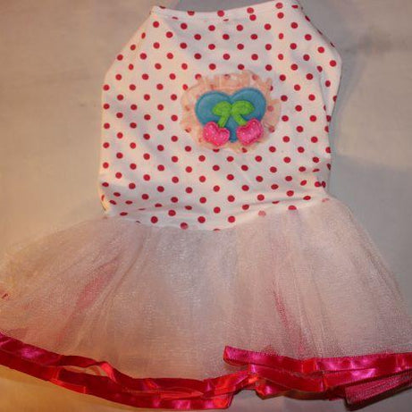 Pink Polka Dot Dress with apples - Mr Mochas Pet Supplies